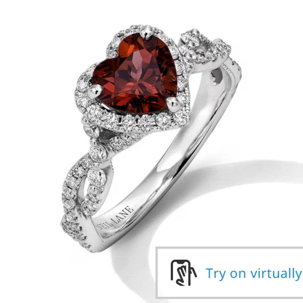 Neil Lane Rhodolite Garnet & Diamond Ring 1/2 Cut Round Cut 14k White Gold - Picture 4 of 7